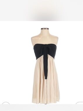 BCBGMaxAzria Black & Cream Strapless Tie-Front Dress